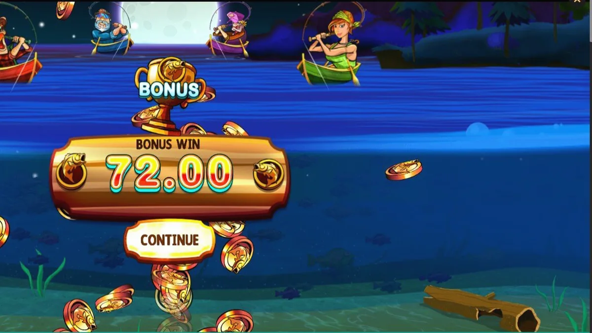 All About the Bass 2: Froggy Style slot game interface featuring cartoon anglers and frogs