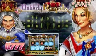 Ang makulay at kakaibang disenyo ng Unlikely Royals slot machine.